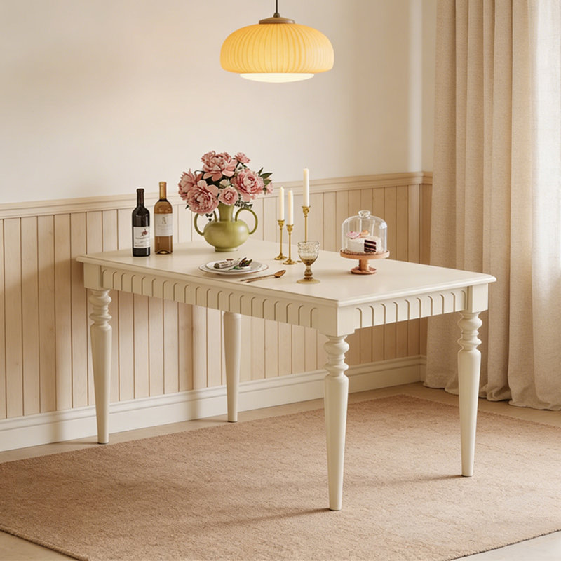 Table de salle à manger en bois de cerisier massif de style français, H 30 po x L 62,99 po x l 33,46 po