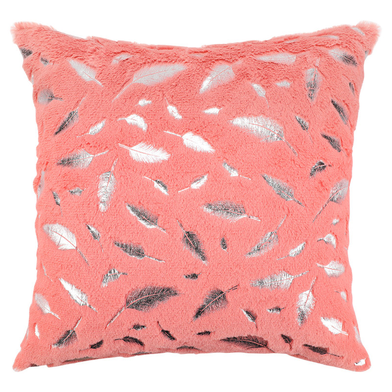 Faux Fur Pillow Cover, Pink/Silver