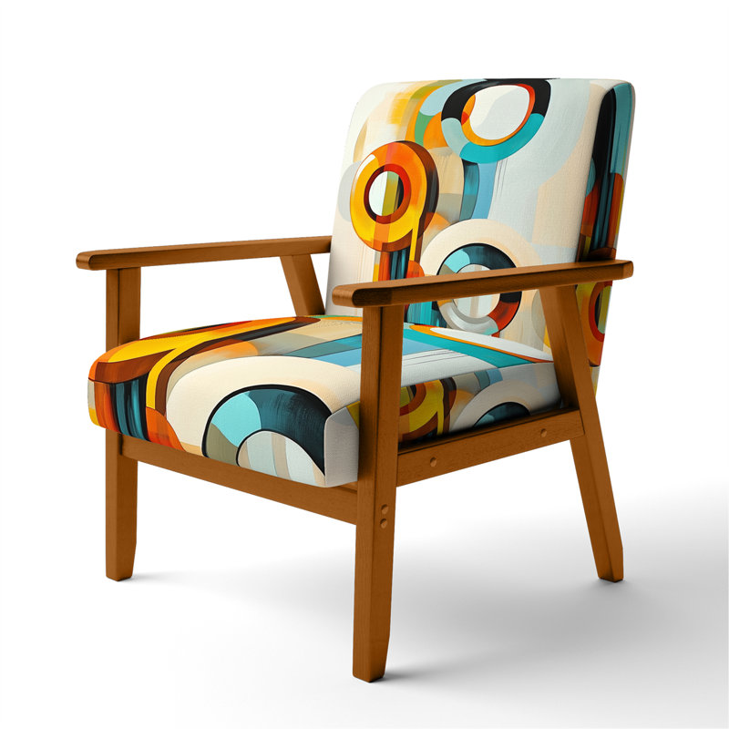 Chaise rembourrée Abstract Modern Shapes, Brown Square Arms