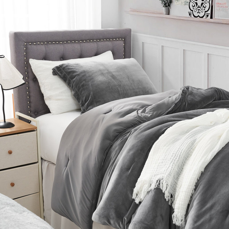 Twin XL Smoked Pearl Plush Comforter Set