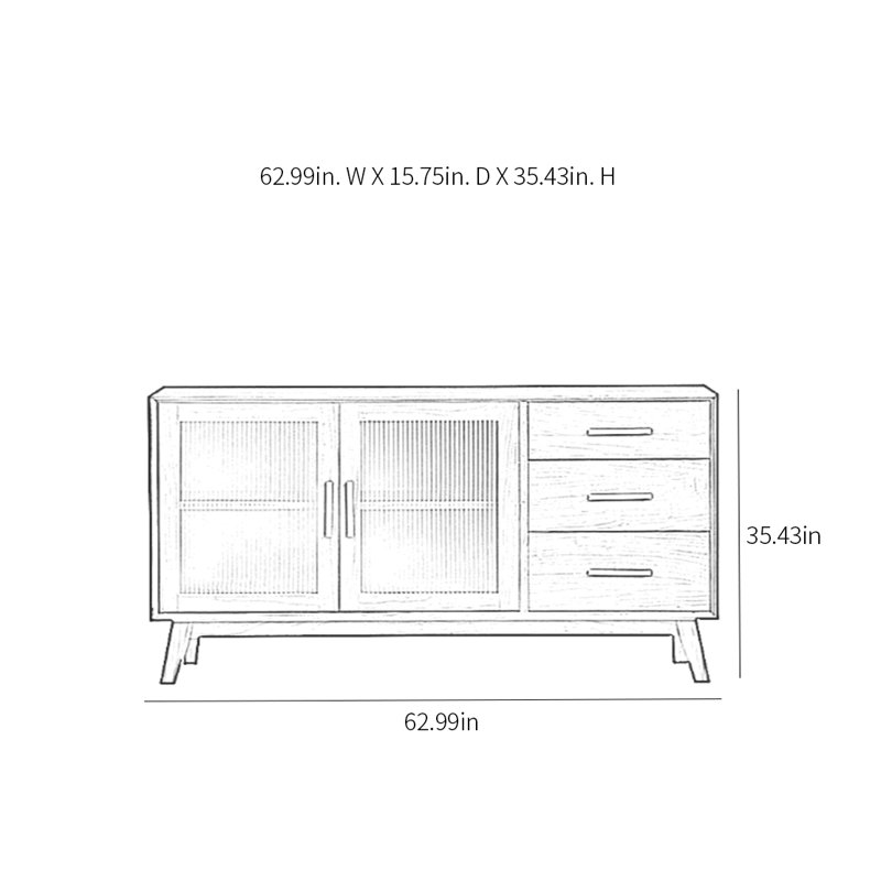 Buffet moderne avec 2 portes et 3 tiroirs