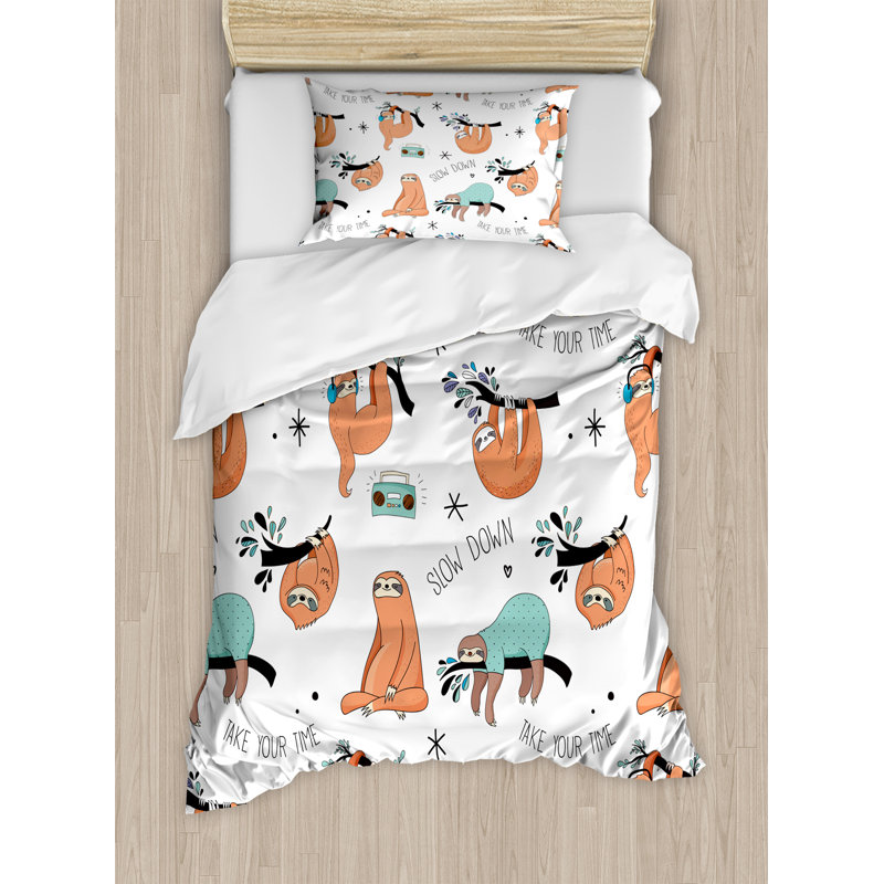 Sloth Eclectic Polyester Duvet Cover, Twin