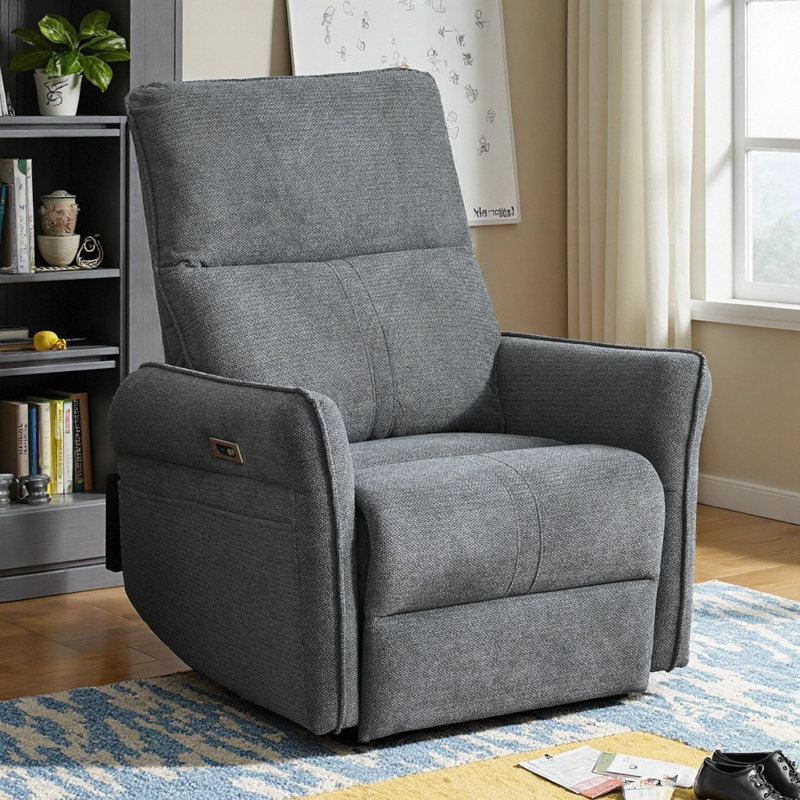 Electric Power Swivel Rocker Recliner Chair – 270° Rotation & Quiet Glider for Small Spaces, Gray