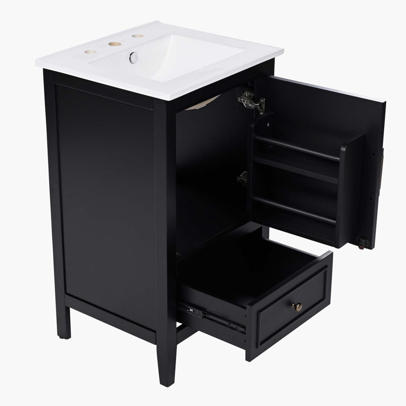 Meuble-lavabo polyvalent avec plusieurs options de rangement et une conception réfléchie, Noir, noir, noir, noir