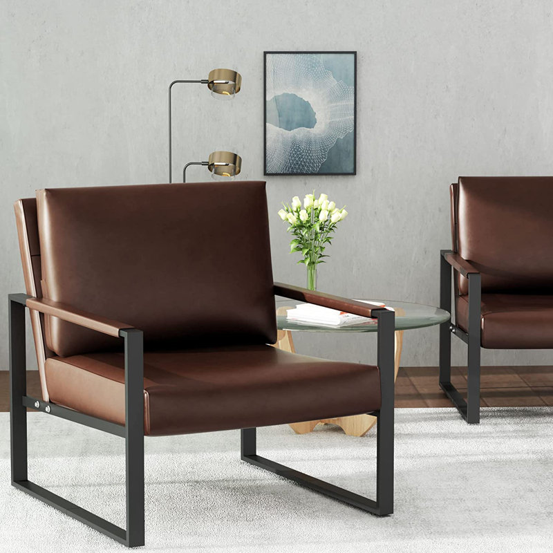 Fauteuil Carlean de 58,42 cm de large, Similicuir café