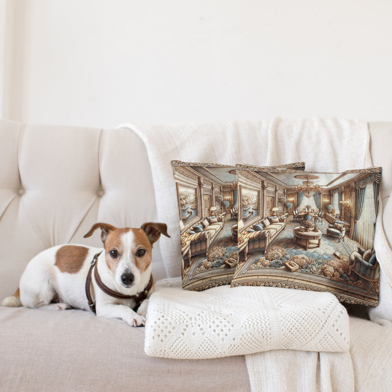 Ginger and Blue Microfiber Reversible Throw Pillow Covers, Set of 2
