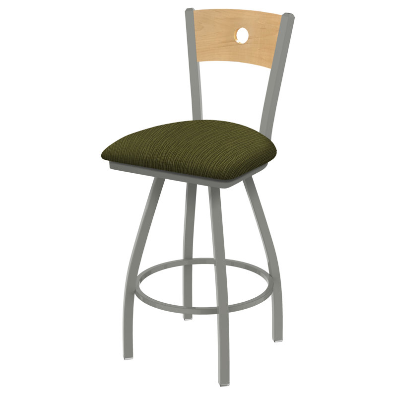 Tabouret pivotant Voltaire, 25, Siège Graph perroquet / dossier en érable nature, Nickel anodisé