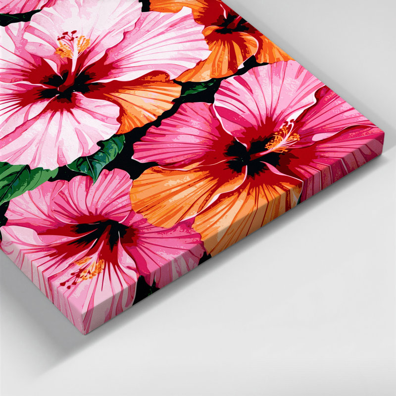 "Watercolor Botanical 11", art mural sur toile rose, 16" H x 20" W