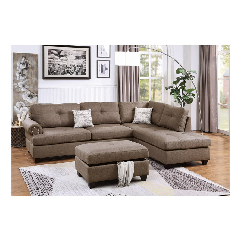 Coussin réversible 3 pièces Contemporary, Tissu moka