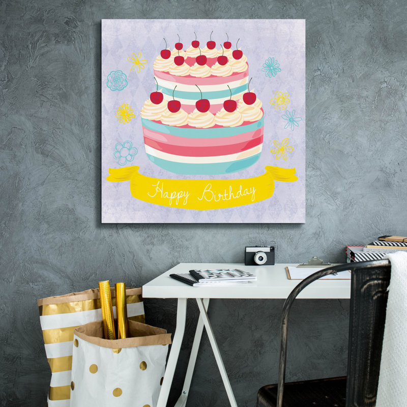 Art mural sur toile Epic Graffiti «Bday Cake» par Erin Clark, 26 po x 26 po, H 26 po x l 26 po