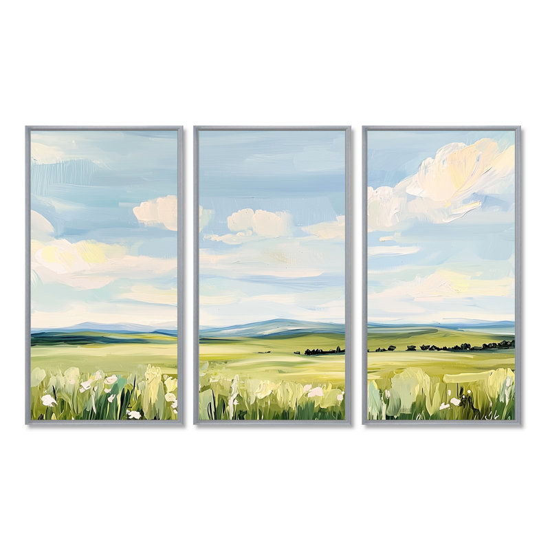 «Big Sky Horizon Meadows I - Montana», ensemble de reproductions d'art mural, 40" H x 60" W, Argent argent