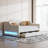 Upholstered Twin XL Daybed with 7-Color LED Lighting, 2 Storage Drawers & Linen Upholstery, Beige-437966106-437570091