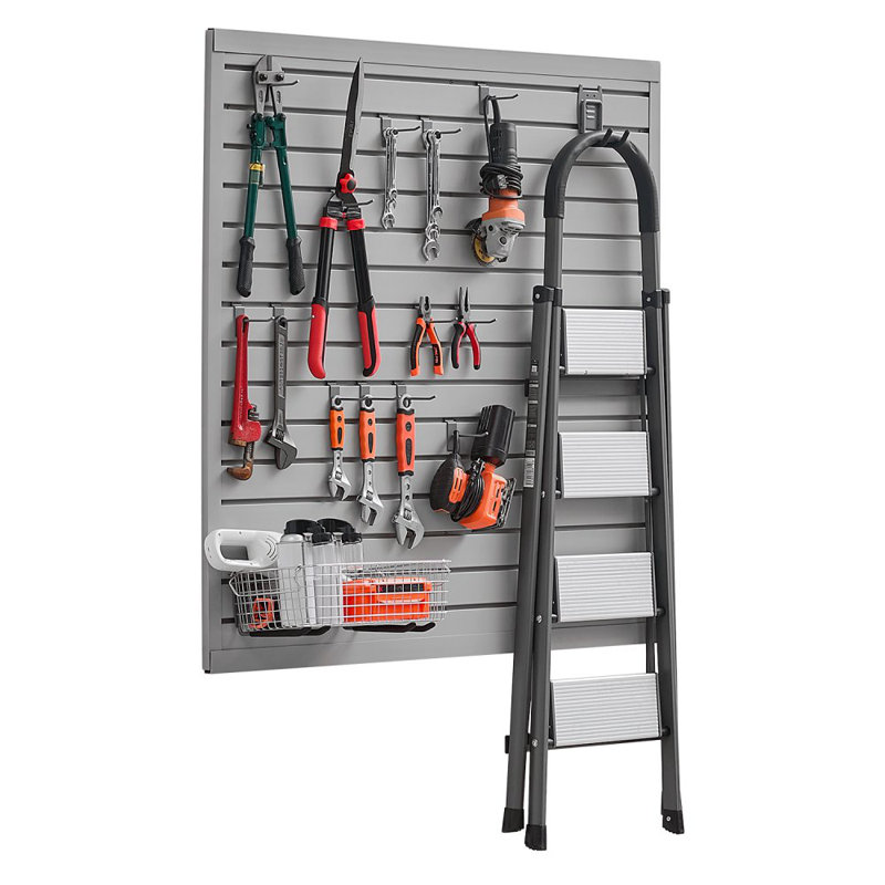 Panneau de garage à lattes en PVC 4 x 4 pi avec conception modulaire, Gris