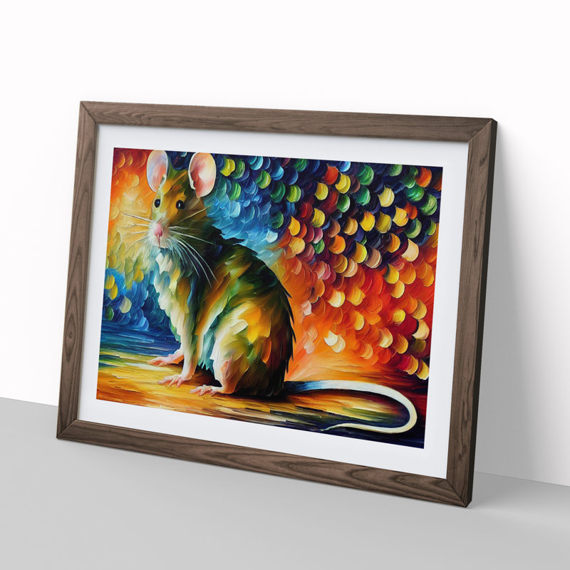 Rat Abstract - Single Picture Frame Painting, 34cm H x 46cm W x 2cm D, Walnut