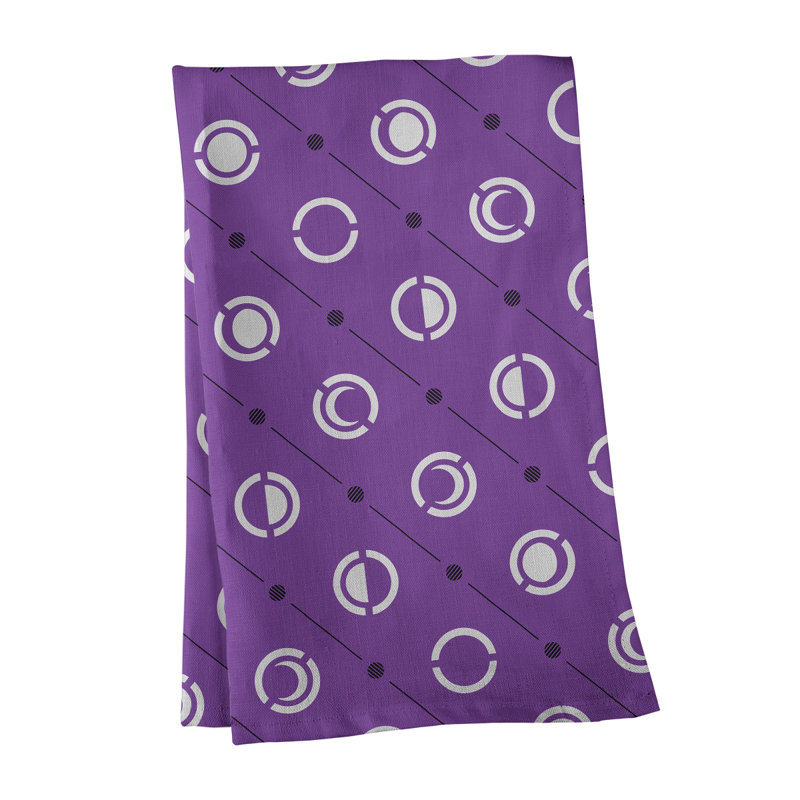 Torchon Moon phases, Mauve / Noir, Croisé en coton