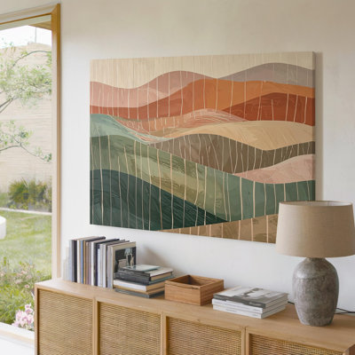 Art mural sur toile Earthwave Harmony, toile abstraite avec ligne verticale, texture, prêt à accrocher