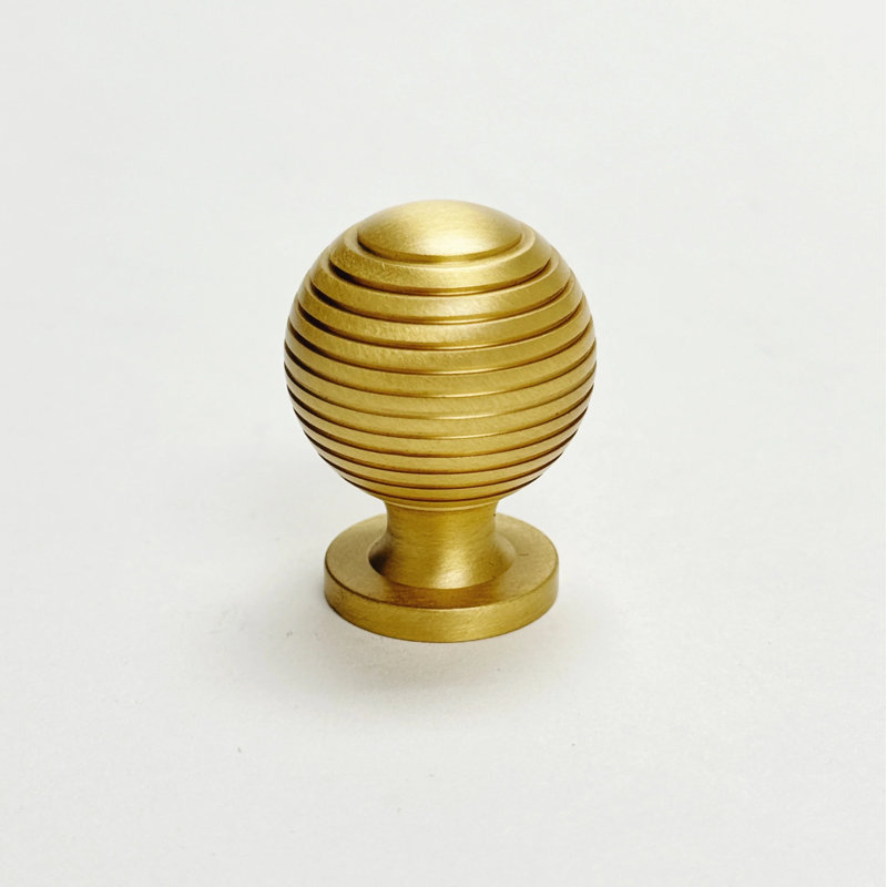 Satin Brass Sweet 1-1/8" Diameter Round Solid Brass Knob