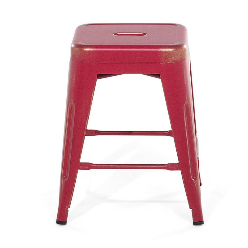 Redcar Counter Stool with Metal Frame, 60cm H x 34cm W x 34cm D, Red/Gold