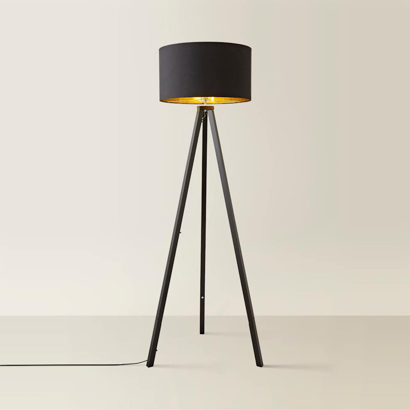Baleine 135cm Black Tripod Floor Lamp, No