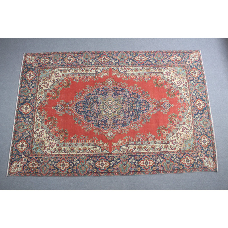 Grand grand tapis turc Oushak rétro pour un espace de salon avec un design moderne rouge vif