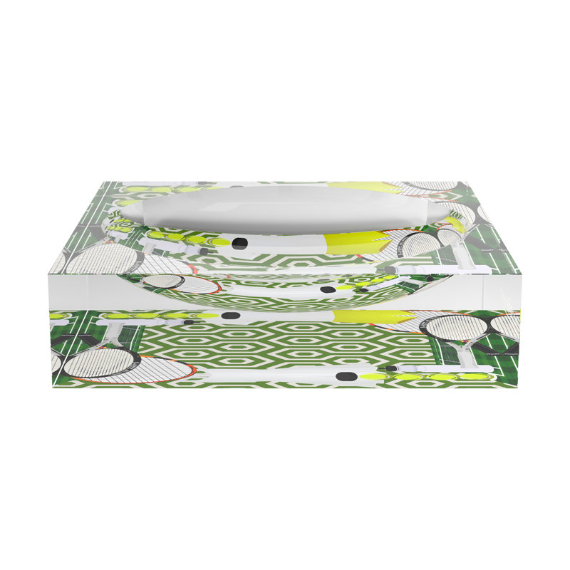 Plat à tennis tennis, L 6 po x P 6 po x H 2 po, Vert / Blanc