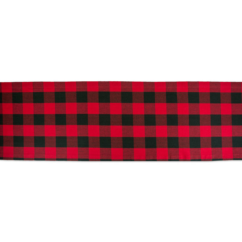 Wolsingham Gingham 100% Cotton Table Runner, Red, 108" L x 14" W
