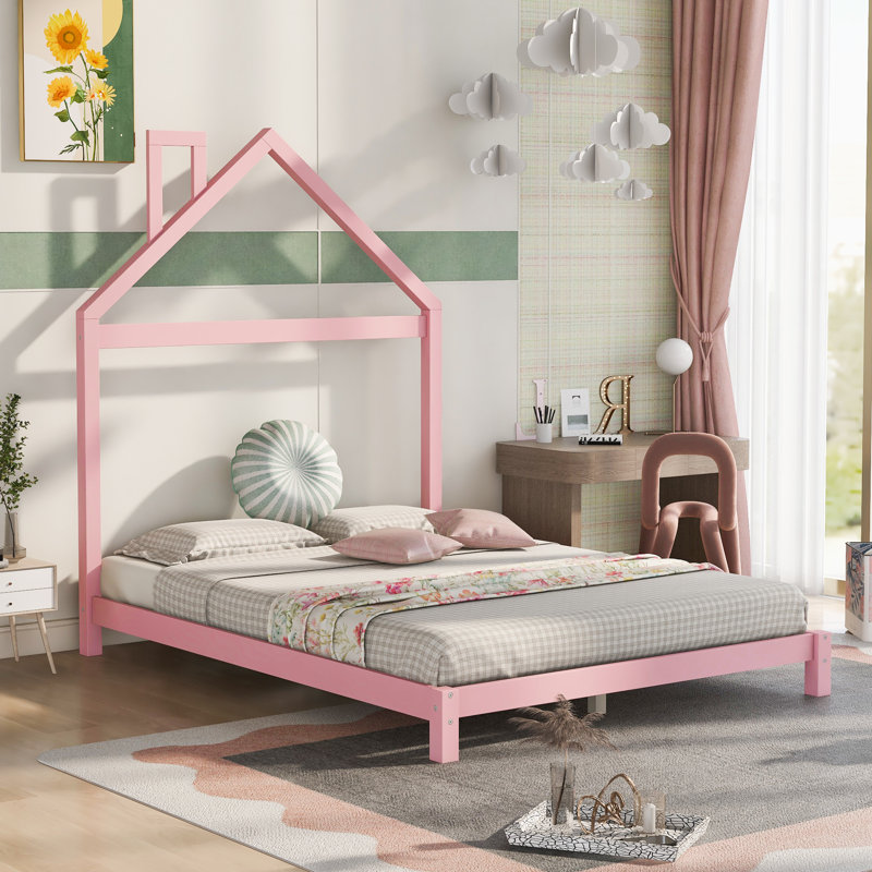 Lit pour enfant à profil bas Andren, Double, Rose