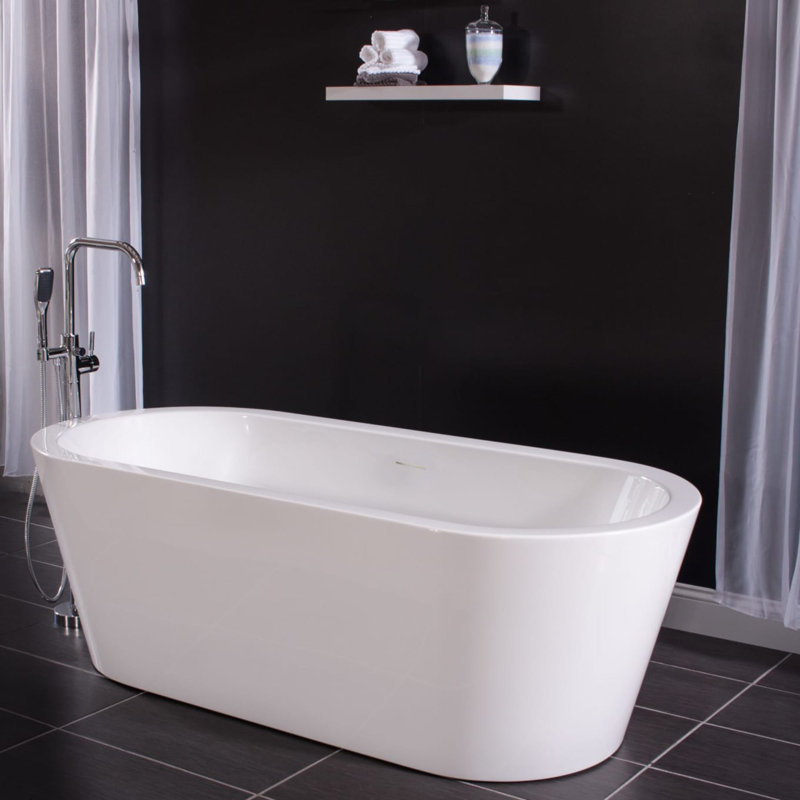 71" Free Standing Acrylic Soaking Tub with Center Drain