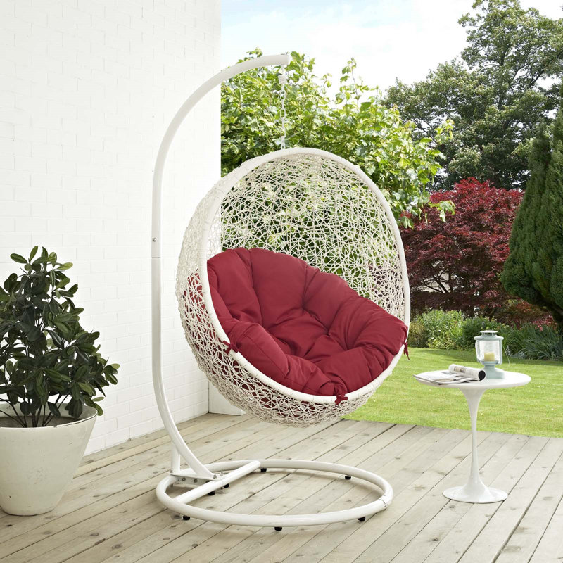 Chaise suspendue d'extérieur avec support Hide de Modway, Blanc / rouge