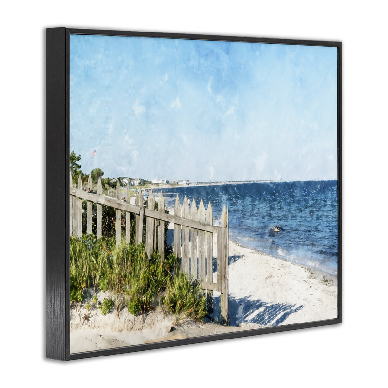 Giclée sur la plage, vue par giclée, design par Kim Curationa, Giclée noire de minuit encadrée, H 11 po x l 14 po