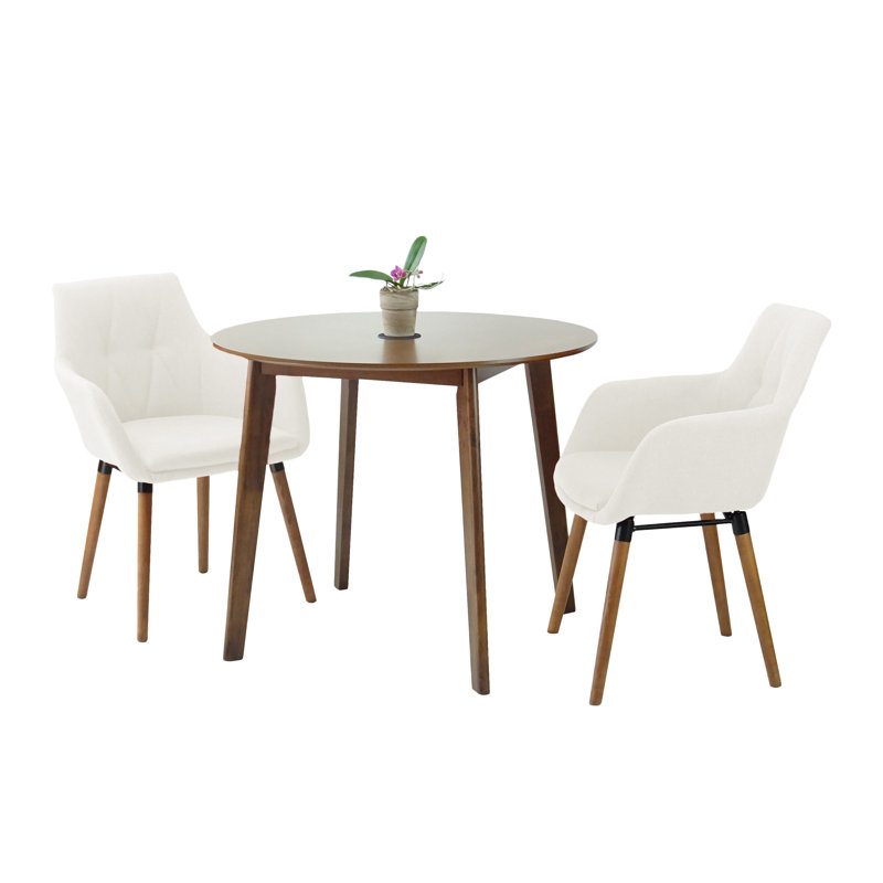Ensemble repas rond 35,5 po Carper Carstens, Crème, crème