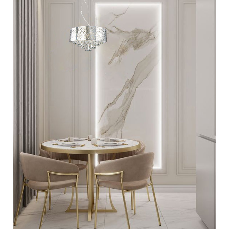 9-Light Chrome Chandelier With Clear Crystals