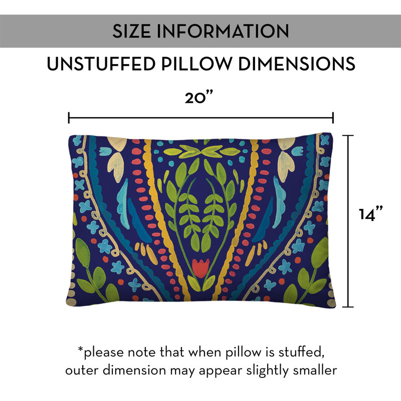 Housse et insert de coussin d'extérieur Juan, Bleu, Floral 7