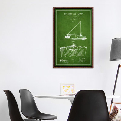 Fishing Net Green Patent Blueprint by Aged Pixel - Gallery-Wrapped Canvas Giclée on Canvas