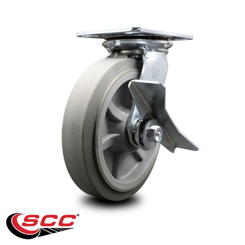 Thermoplastic Rubber Caster with Roller Bearing and Brake