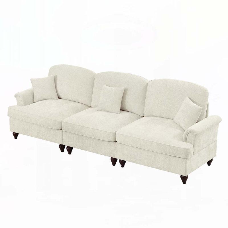 Chenille avec accoudoirs évasés et volants amovibles, Beige