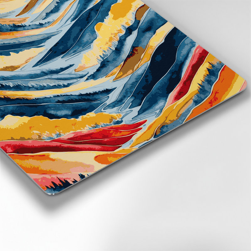 Aquarelle paysage 100 art mural beige en métal, H 16 po x l 16 po