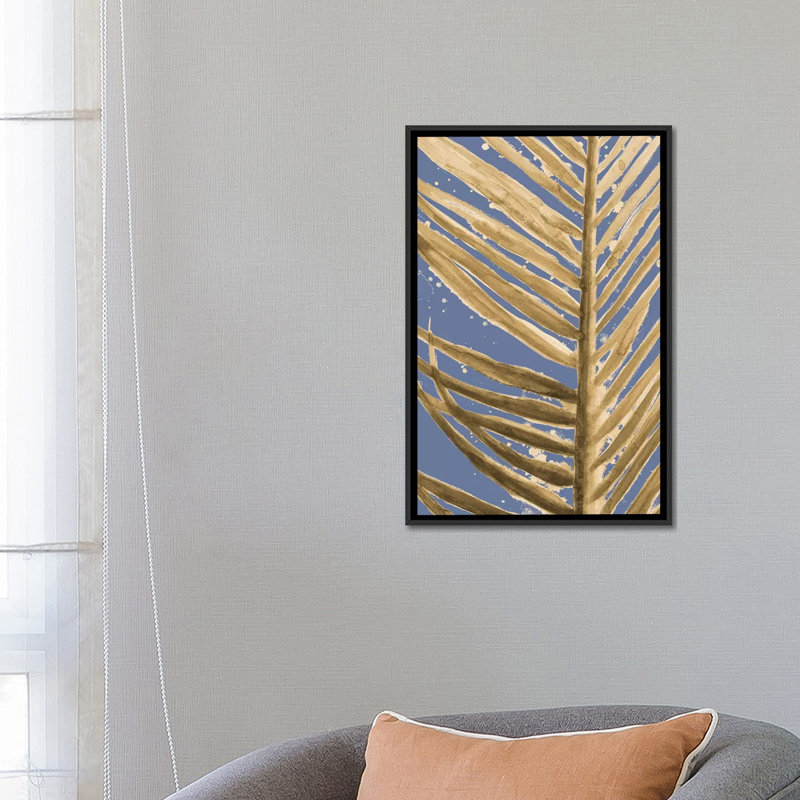 « Golden Wet Palm » par Patricia Pinto-impression, Toile avec cadre noir, Pas de tapis, H 26 po x l 18 po x 1,5 po