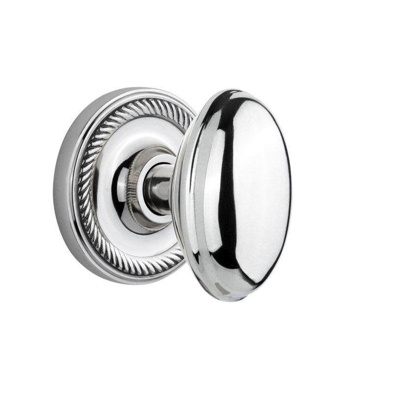 Rope Rosette with Homestead Door Knob, Bright Chrome, 2-3/4”