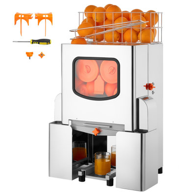 Commercial Orange Juicer Machine, 120W Electric Citrus Juice Extractor, Stainless Steel Squeezer for 20 Fruits Per Minute, Lemon and Pomegranate Press with Peel Collection Bucket