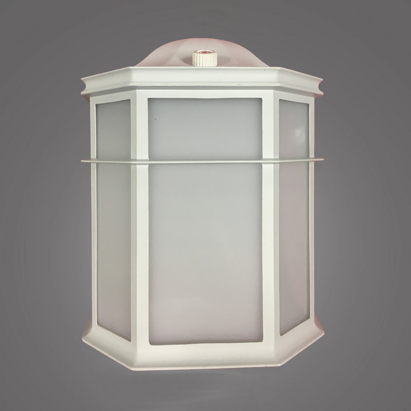 White Steel LED Outdoor Wall Sconce with Photocell Sensor