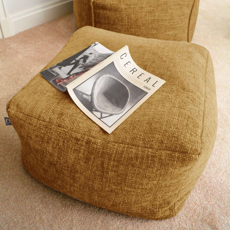 rucomfy Beanbags Weave Ottoman Bean Bag - Large Modern Pouffe - Use as Footstool Extra Seating or Side Table - Chunky Durable Soft Fabric - L60 x W60 x H36cm
