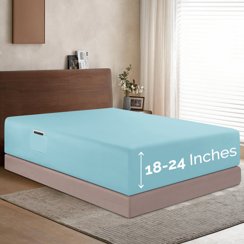 Microfiber Fitted Sheet, Aqua, California King