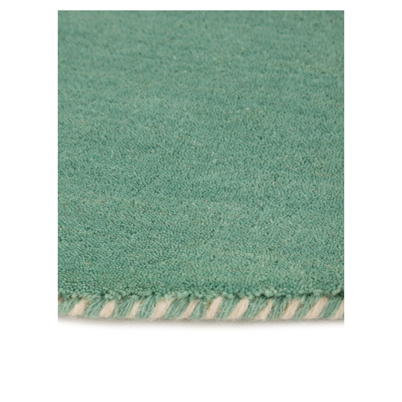 Solid Colour Wool Hand Woven Area Rug, Round 200cm, Turquoise