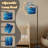  Arc Floor Lamp Abstract art blue paint liquid fluid grunge texture Tall Modern Standing Lamp LED Adjustable Linen Lampshade 3 Color Temperatures