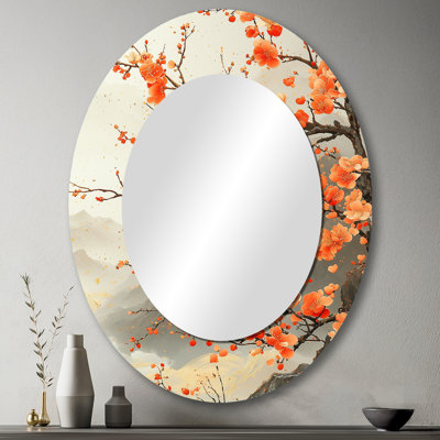 Décoration de miroir de fleur d'oranger orange sur une rivière chinoise