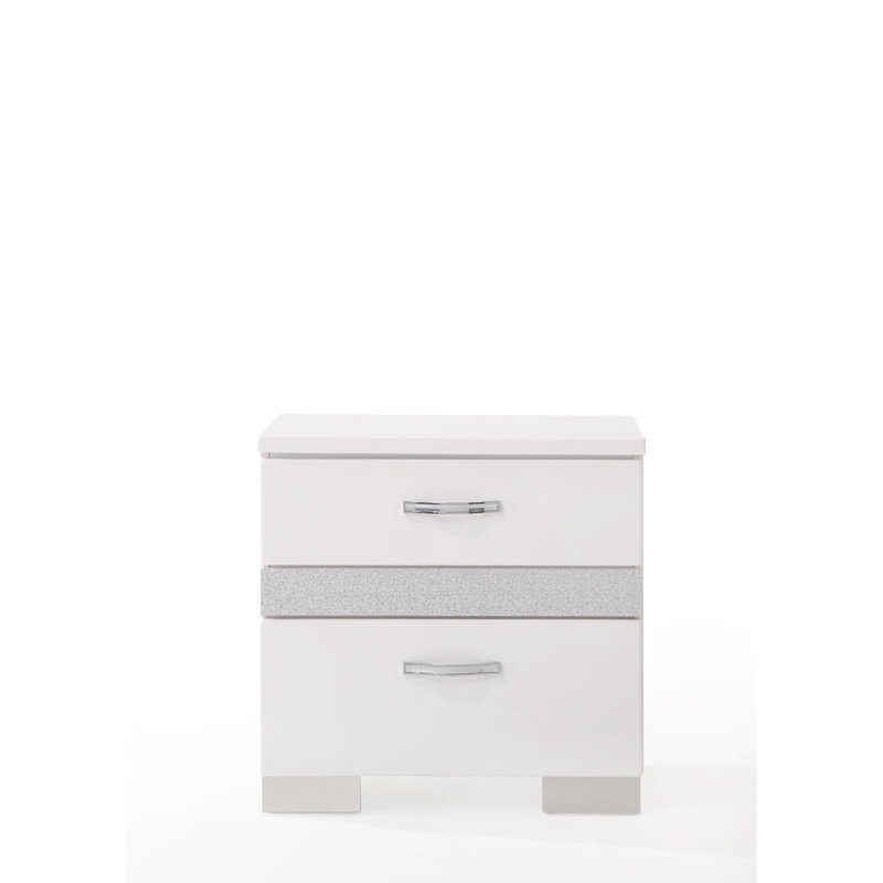Table de chevet contemporaine blanche avec de grands compartiments de rangement - Organise votre espace 3 tiroirs sécurisés pour protéger vos objets de valeur
