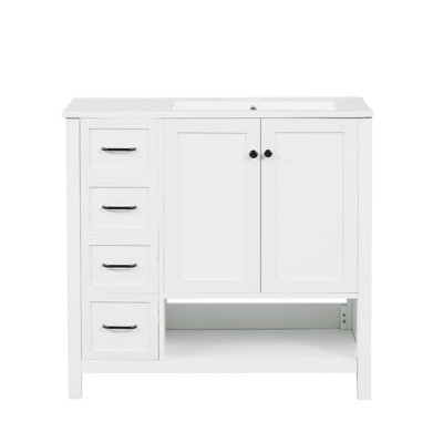 Meuble-lavabo simple 36 po avec comptoir en céramique Ermellino