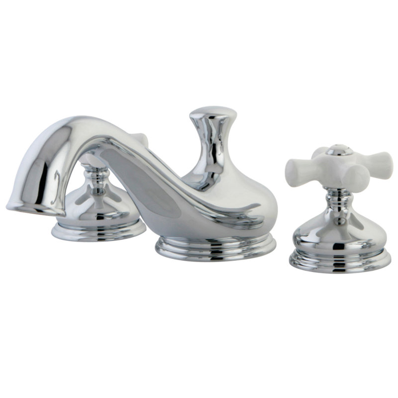 Kingston Brass Heritage Two-Handle 3-Hole Deck Mount Roman Tub Faucet, Polished Chrome