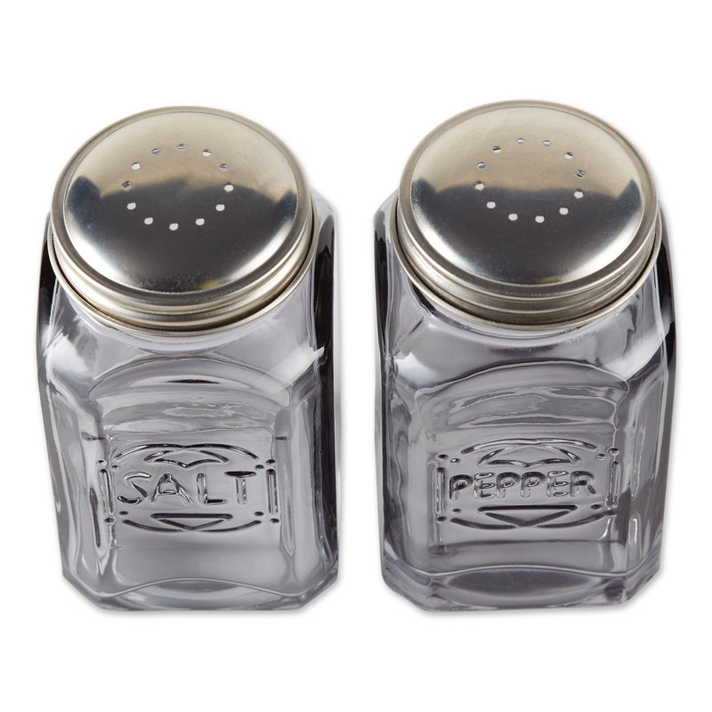 Retro Glass 2 Piece Salt and Pepper Shaker Set, Gray